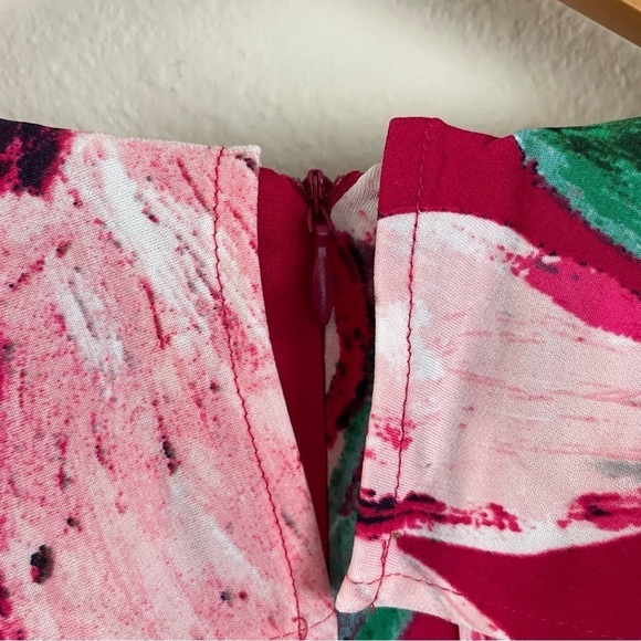 NWT Maggy London Ruffle V-Neck Floral Print Maxi Dress Cold Shoulder Size 4P - Picture 13 of 13